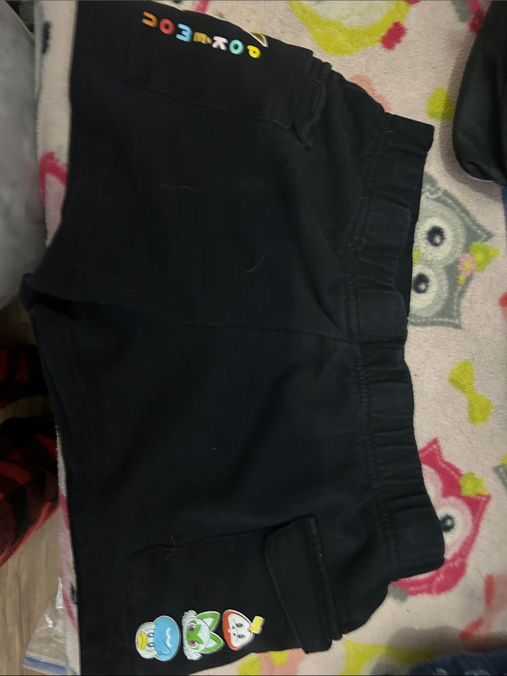 Pokemon Black Athletic Shorts with Colorful Character Accents